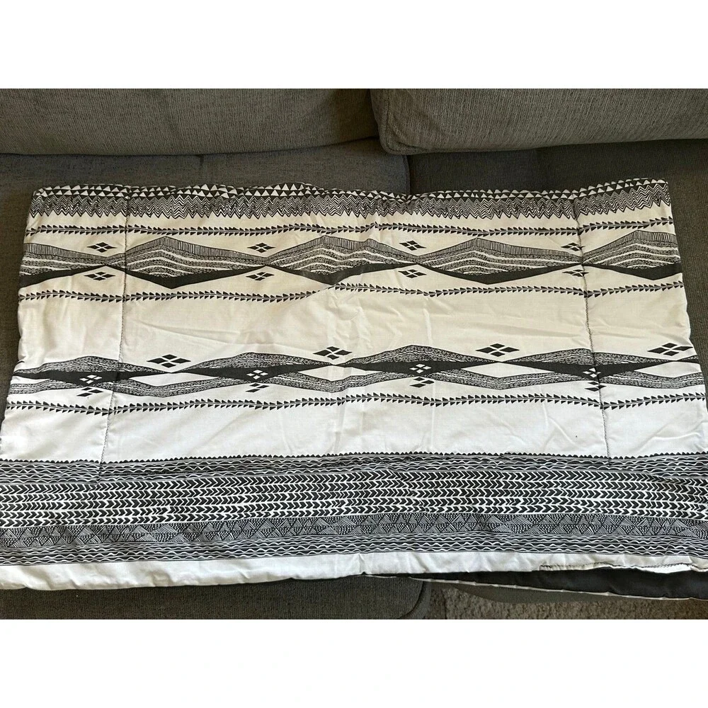 Hawaiian Polynesian Tribal Inspired Black White Unisex Baby Quilt Blanket
